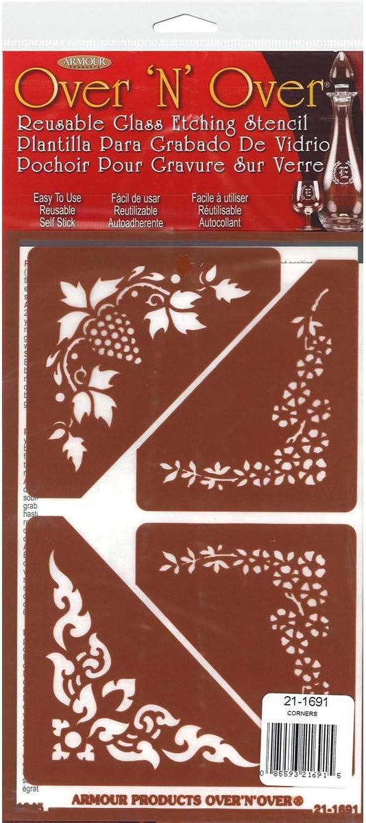 Armour Products Glass Etching Over N Over Stencil Corners