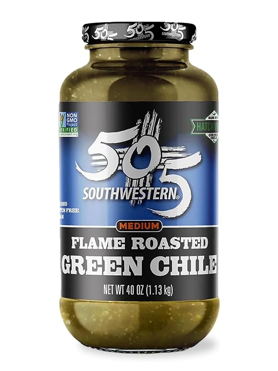 505 Southwestern Flame-Roasted Hatch Valley Green Chile, Medium, 40 oz Jar Authentic New Mexico Green Chile, Bulk Family Size, Non-GMO, Gluten-Free & Vegan, No Water Added