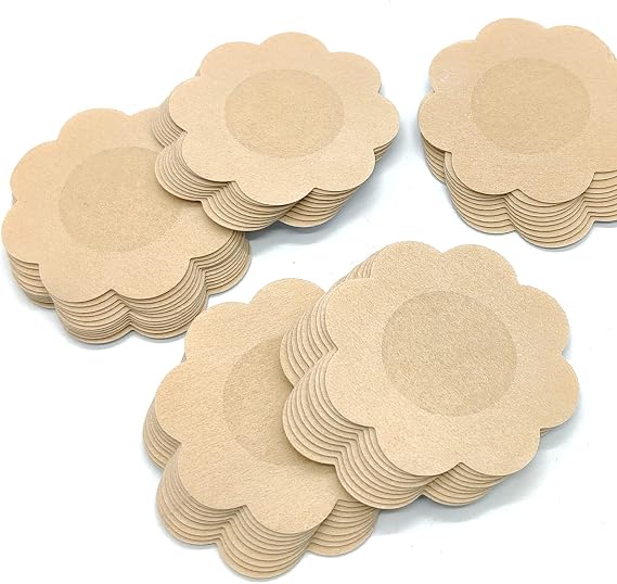 50 Pairs (100 Pieces) Nipple Pasties Disposable Nipple Covers for Women, Latex Free Satin Breast Petals