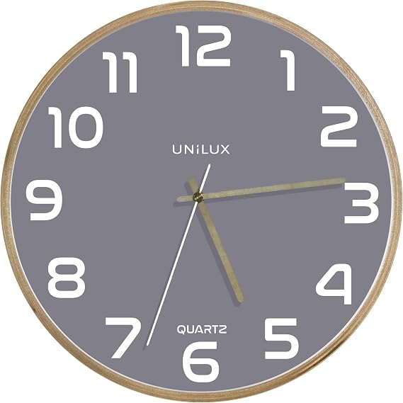 Unilux Clock, Gray, 31.5 cm