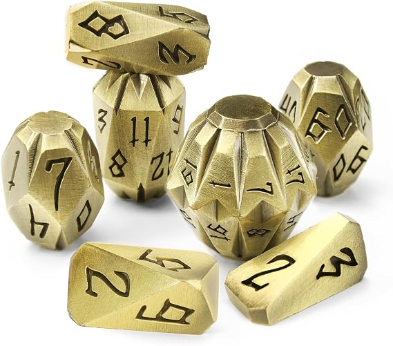ZHOORQI Metal DND Dice Stonehenge Polyhedral Die Set for RPG(JS-Bronze