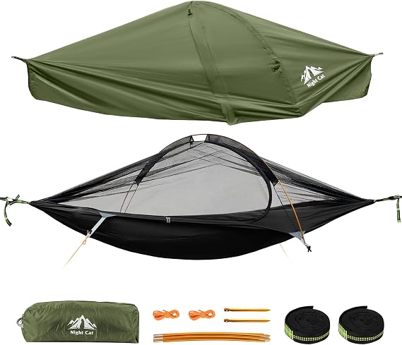 Night Cat Camping Hammock Tent: Hammock with Mosquito Net and Tarp