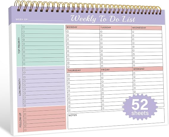 TREES Weekly To-Do List Notepad, 52-Week Desk Planner Organizer, 8.5" x 11"