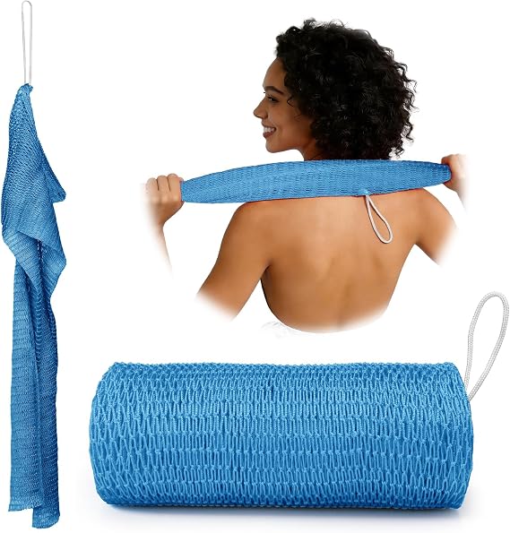 Bathway African Net Sponge Authentic, 47 inches Exfoliating Body Scrubber, Back Scrubber for Shower, African Bath Sponge with Knots, Durable Loofah Washcloth for Women & Men Daily Use