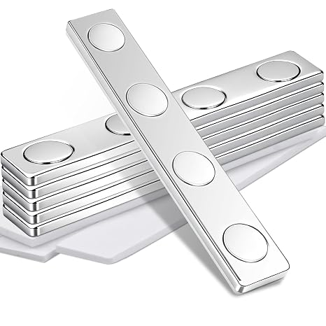 MAGXCENE Strong Rare Earth Neodymium Magnets, 6 Pack Unbreakable Strong Magnets Self-Adhesive Heavy Duty Bar Magnet for Tool Storage Office Kitchen Home, 2.3'' x 0.4''x 0.08''