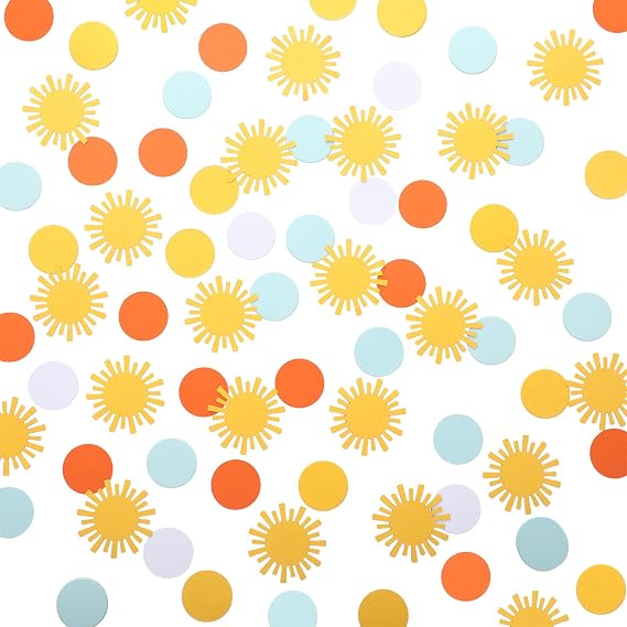 Jenaai 400 Pcs Here  The Son Baby Shower Confetti Boho Sunny Dots Confetti Boy Birthday Table Scatter Paper Sunshine Baby Shower Decorations for Gender Reveal Party (Novel Color,Classic)