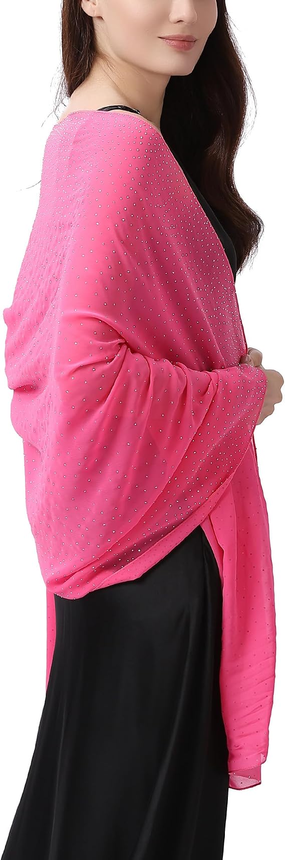 Women Shawls and Wraps for Evening Dresses, Sparkly Rhinestone Sheer Chiffon Scarf Shawls, Formal Dress Cover