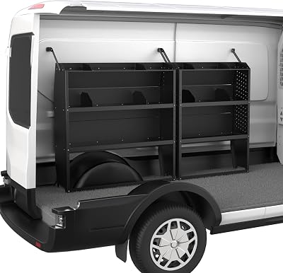 MELIPRON 32 W x 46 H x 13 D & 42 W x 46 H x 13 D Cargo Van Shelving Storage Fit Ford Transit, Promaster, Chevy ExpressGMC Savana, NV, Sprinter and Metris Steel Cargo Van Shelves