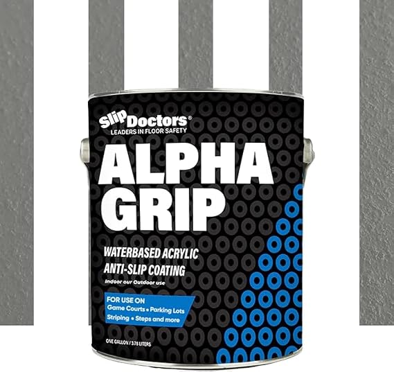 Alpha Grip Non-Slip Paint for Concrete & Asphalt Non-Skid Coating Ideal for Striping Parking Lots, Playgrounds & Pavements (Medium Gray, 1 Gallon)