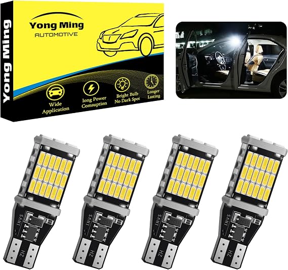 YONGMING 921 912 Led Bulb T15 W16W Led Bulb 45pcs 4014SMD Extremely Bright Replace for Car Reversing Light Backup Parking Light Tail Light Bulbs CANBUS Error Free Non-Polarity，4 PACK