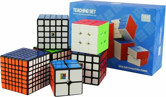 Cuberspeed Speed Cube Set Black, WCA Magic Cube Bundle 2x2 3x3 4x4 5x5 6x6 7x7 Black Speed Cube Puzzle Toys for Kids & Adults (6 Pack)