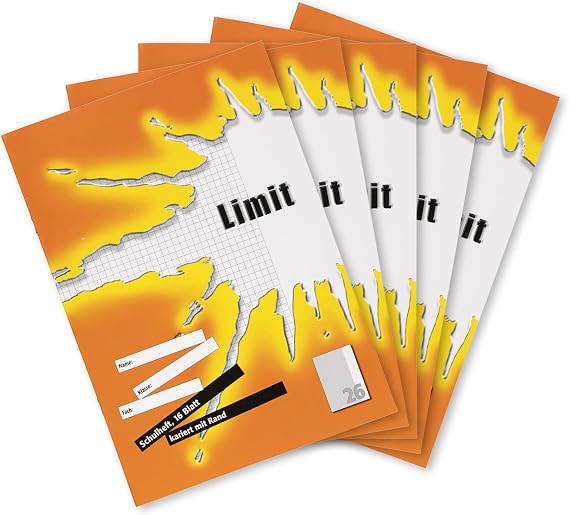 Limit Exercise Book A4 16 Sheets Line Style 26 Squared with Margin Pack of 5
