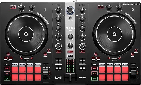 Hercules DJControl Inpulse 300 MK2-2-Deck USB DJ Controller with Serato DJ Lite & DJUCED - 16 Performance Pads, Built-in Beatmatch Guide & Stems Control - Professional Features for Aspiring DJs | 2-deck DJ controller for Serato & DJUCED featuring Beatmatch Guide LEDs, 16 performance pads & pre-mapped Stems control