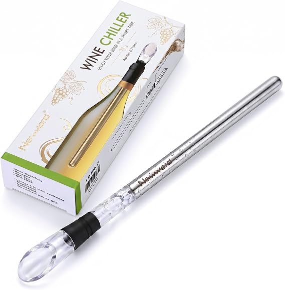 Wine Chiller, 3-in-1 Stainless Steel Wine Bottle Cooler Stick - Rapid Iceless Wine Chilling Rod with Aerator and Pourer - The Best Wine Accessories Gift