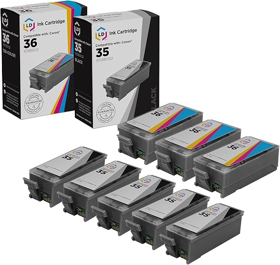 LD Products Compatible Ink Replacement for Canon PGI35 CLI36 (BK/C, 8-Pack)