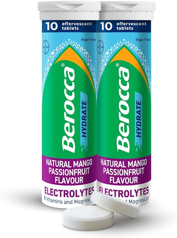 Berocca Hydrate Effervescent Tablets, Mango Passionfruit, 20 Tablets