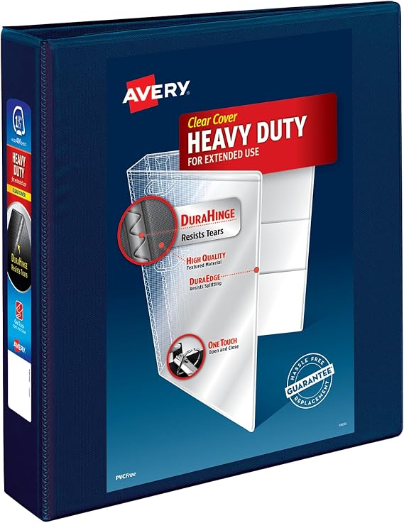 Avery Ağır Hizmet Tipi Görünüm 3 Halka Bağlayıcı, 1.5 "Tek Dokunuşla EZD Halka, 1 Lacivert Bağlayıcı (79805)
