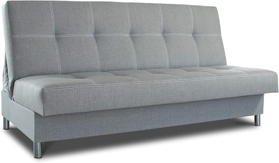 Sofnet Schlafsofa Bella mit Schlaffunktion - 3 Sitzer Sofa Couch mit Bettkasten Bettsofa Schlafsofa Polstersofa Couchgarnitur (Grau (Inari 91))