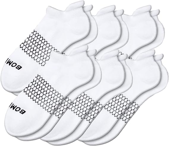 BOMBAS Men's Solids Ankle Large Socks, 6 Pairs White Ankle Socks, Size 8-13