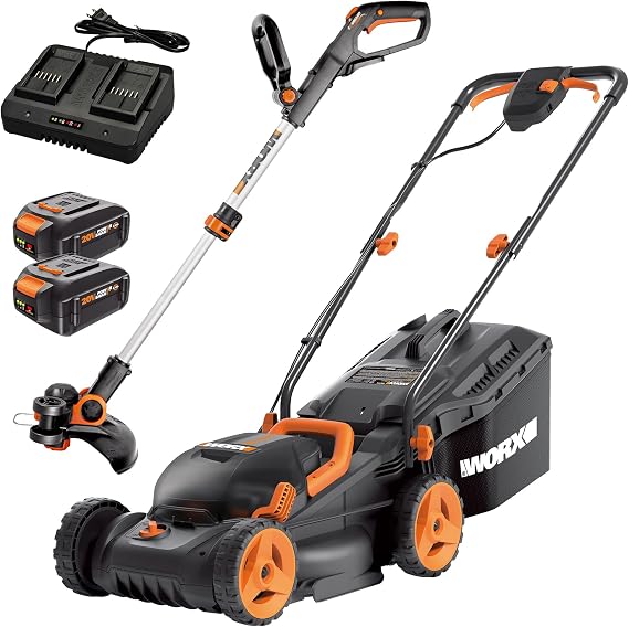 WORX 20V 12" 2-in-1 Cordless Weed Wacker & 40V 14" Lawn Mower Kit, WG934