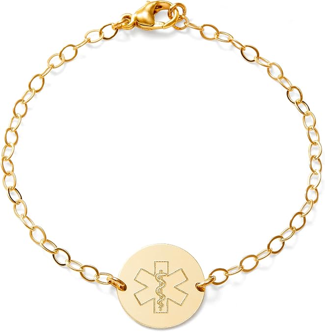 Medical Alert Bracelets for Women, ID, 14K Gold Filled, Sterling Silver
