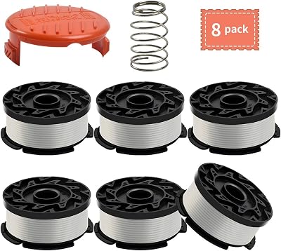 String Trimmer Line for Black and Decker TrimmerEdger, AF-100, 6 Spools , 1 Cap , 1 Spring