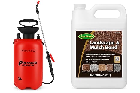 GT Landscape & Mulch Bond with Pump Sprayer, Mulch Glue for Landscaping, Mulch, Pea Gravel Non Toxic Ready to Use