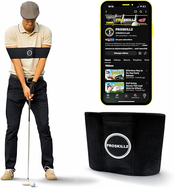 Golf Arm Connection Band I Golf Swing Training Aid for Arm Connection, Chicken Wing Control & Muscle Memory I Right & Left-Handed Golfers + Free Tutorial Videos | Instant Physical Swing Feedback