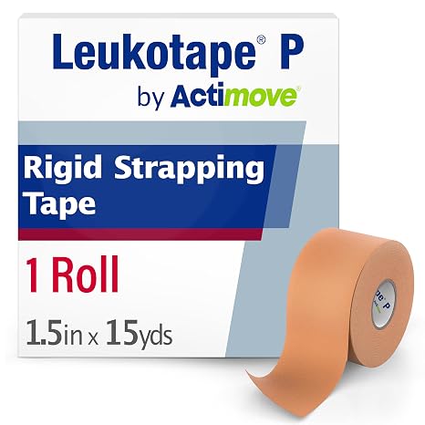 Leukotape P Adhesive Strapping Tape for Sports Injuries, Strains and Sprains - 1.5 in x 15 yds, Tan, (1 Roll)
