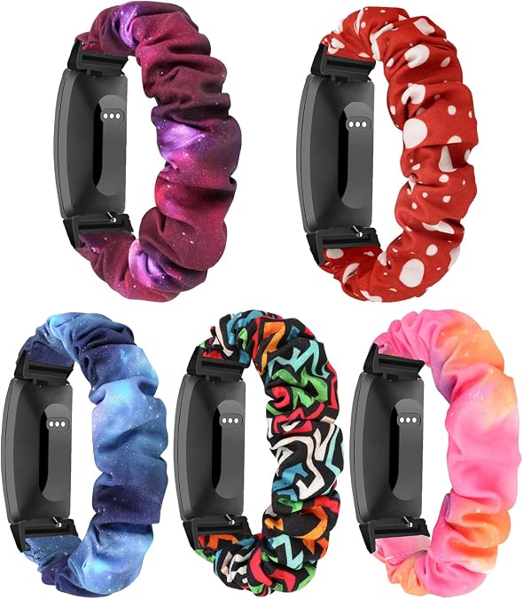 Scrunchie Watch Bands for Women Compatible with Fitbit Inspire 3/Inspire 2/Inspire HR/Inspire/Fitbit Ace 3/Ace 2 Elastic Scrunchy Replacement Band Soft Stretchy Band For Fitbit Inspire 2/3