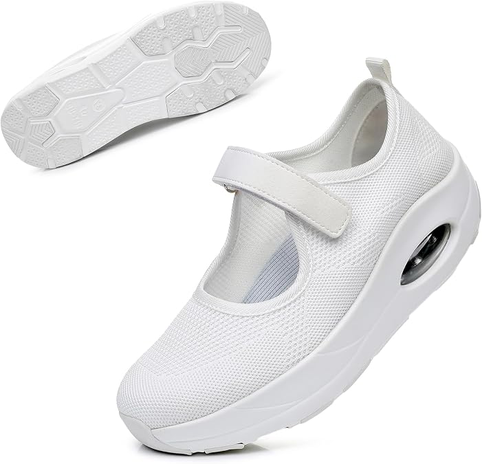 Git-up Women's Arch Support Walking Shoes, Breathable Wide Toe Box Nursing Work Shoes for Plantar Fasciitis