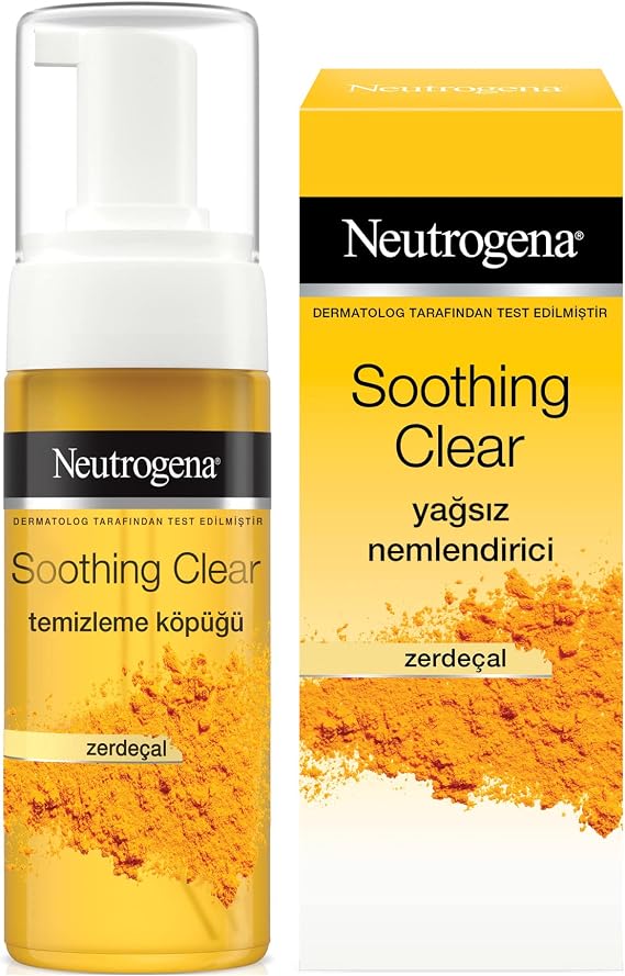 Neutrogena soothing clear köpük 150 ml+nemlendirici 75 ml 2'li set, Sivilceye Meyilli ve Hassas Ciltler İçin, Derinlemesine Temizler, Nemlendirir ve Rahatlatır
