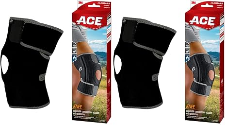 ACE Brand Adjustable Knee Brace with Side Stabilizers Provides Support & Compression to Arthritic and Painful Knee Joints (Pack of 2)