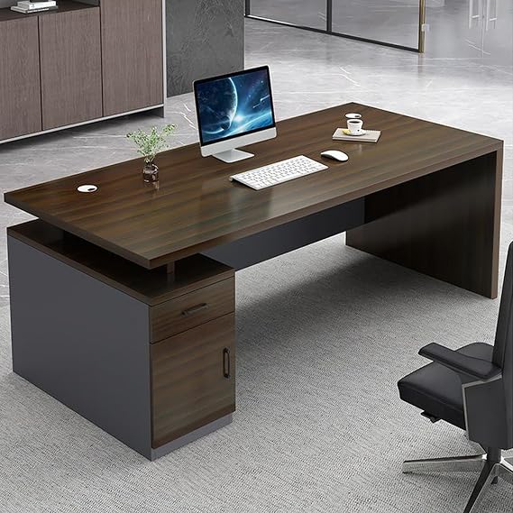 President Desk for Corporations President Desk 0.6 inch 1.6 cm Thick Table Office Desk Executi President Desk H-Shaped Construction with Bottom Horizontal Beam Design Office Desk H-Shaped
