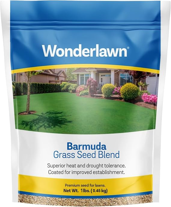 Barenbrug Wonderlawn Bermuda Unhulled Grass Seed for Temperature/Tropical Climates, Durable Unhulled Bermuda Grass Seed for All Weather Conditions, 1lb. Bag