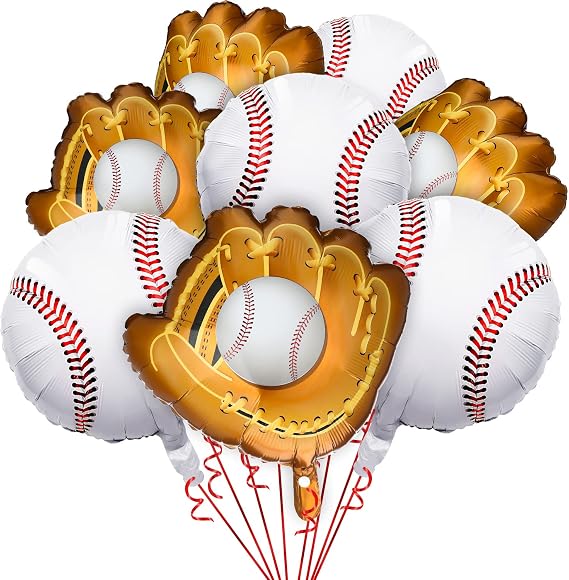 Skylety 8 Pcs Baseball Balloons Foil Glove Sport Birthday Party Decoration