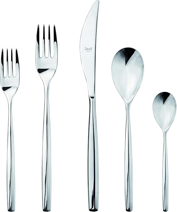 Mepra Stiria Cutlery Set [20 Pieces Set] Brushed Stainless-Steel Finish, Dishwasher Safe Cutlery