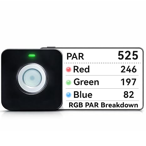 VBR-100 Quantum PAR Meter 6000umol/(m2s), RGB PAR Breakdown, PPFD Distribution Mapping, Bluetooth Free App, Sensor Name(VBR-100 Plus), No Spectrum Selection