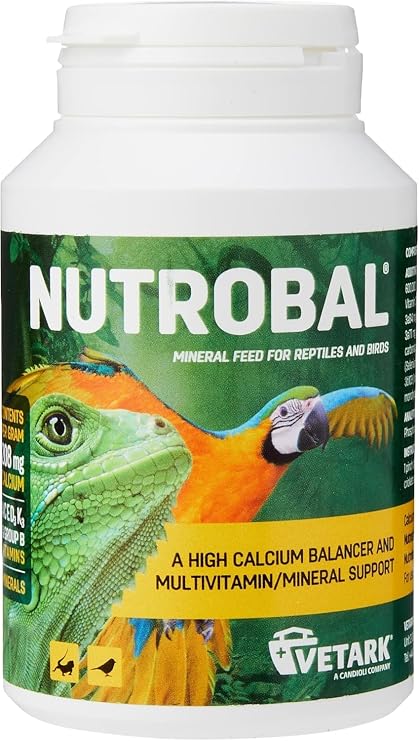 Nutrobal, Calcium & Vitamin D3 Mineral Supplement for Birds & Reptiles, Powder, Easy to Administer, 100g