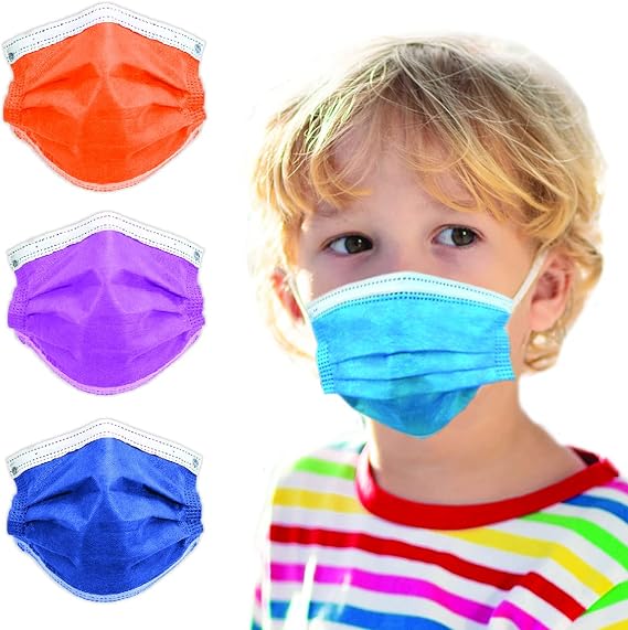 3-Ply Breathable Kids Disposable Face Mask - Made in USA - Designed for Children - Kids Size (50 pcs)