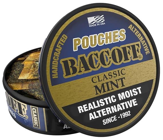 1 Can, BaccOff Mint Pouches, Black Tea Base with Smooth, Strong Mint and Classic Flavors, 16 Pouches