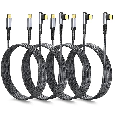 Right Angle USB C to USB C Cable 60W, [10ft 4Pack] Braided Type C Fast Charging Cord 90 Degrees Charger Compatible with iPhone 17 16 15 Pro Max MacBook iPad Air5 Galaxy S25 S24 A16-Black