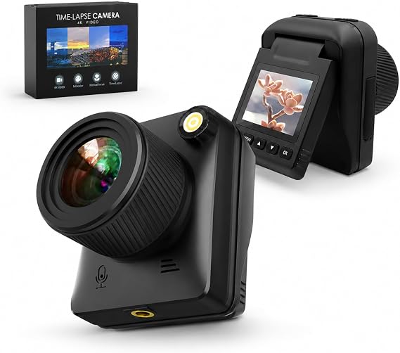 Time Lapse Camera for Construction, 4K 32MP, IP66 Waterproof, 2.0in LCD Screen, Macro Shooting, Timed & Video Time Lapse, Black
