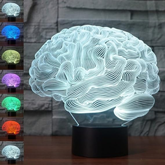 3D Lamp Optical Illusion Night Light,WONFAST 7 Color Changing Touch Switch Table Lamp Bulbing LED Home Table Desk Decoration Household Lamp Perfect Christmas Birthday Gift (Brain)
