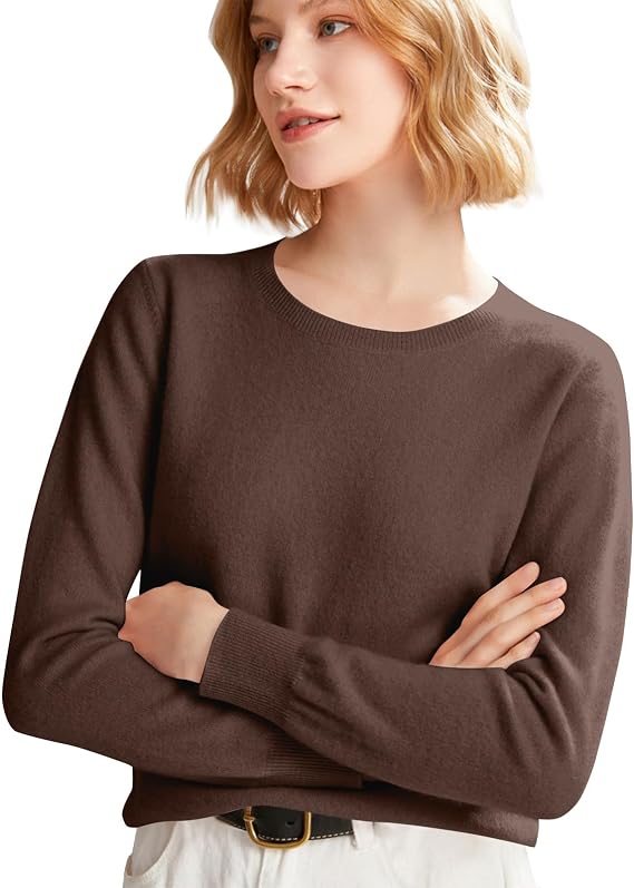 Cashmere Sweaters for Women Trendy Crewneck Lightweight Knit Sweater Winter Warm Cute Long Sleeve Tops Pullover