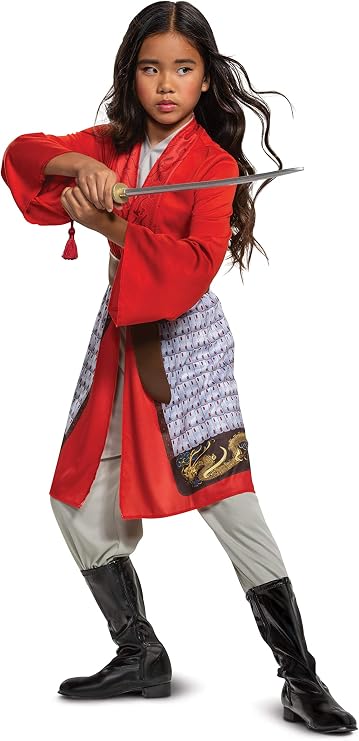 Disguise Mulan Costume for Girls, Disney Live Action Movie Hero Dress Up Character Outfit, Classic Kids Size Medium (7-8) Red (104269K)