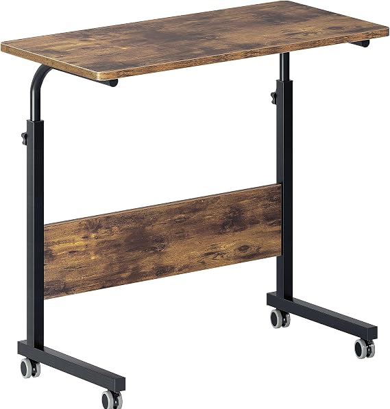 DlandHome 31.4 Inches Rolling Desk with Wheels Adjustable Height, Retro