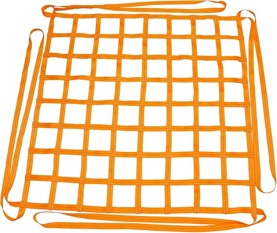 Safety Lifting Net Straps, Flat Nylon Sling Hoisting Net 1 * 1m | Loading and Unloading Heavy Objects 10cm Square Mesh Tear Resistance Construction Rigging Moving Towing Hoisting Work Gear