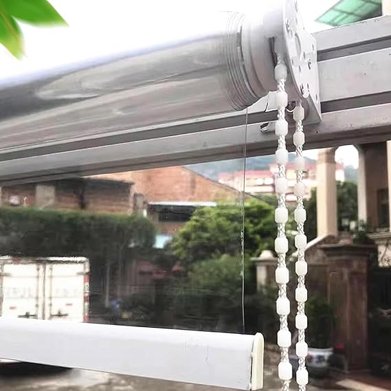 Clear Pvc Outdoor Roller Shades Blind,Transparent Waterproof Roll Up Blinds,Gazebo Balcony Porch Exterior Partition Curtains,Heavy Duty Plastic Roller Shutter,Custom Size,W×H-150×200cm/59.1×78.7in