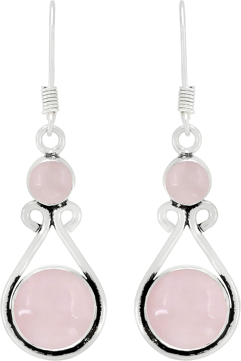 Round Shape Natural Gemstones Dangle Earrings for Women - 925 Sterling Silver Plated Dangle & Drop Handmade Jewelry Earrings - Gifts for Wedding, Anniversary, Christmas, Valentines Day, New Year